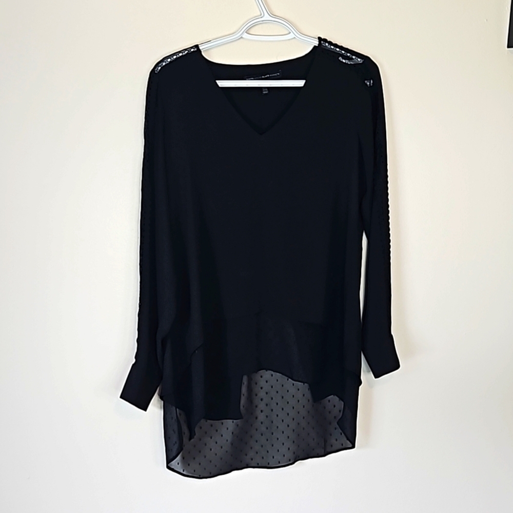 White House Black Market Lace Inset Tunic Blouse XS